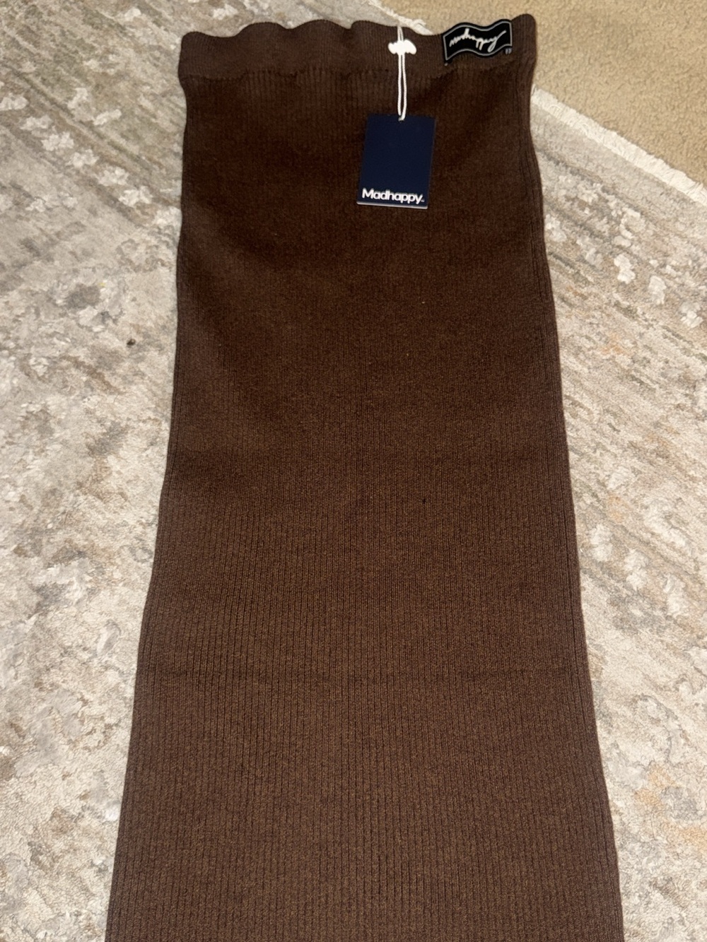 Mad happy Brown Knit Midi Skirt